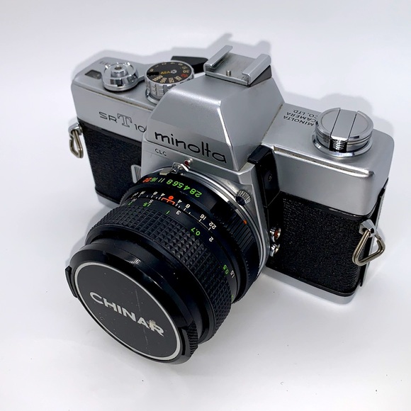 Minolta SRT101 35mm SLR Film Camera with Chinar 28mm f/2.8 Lens - Picture 2 of 10